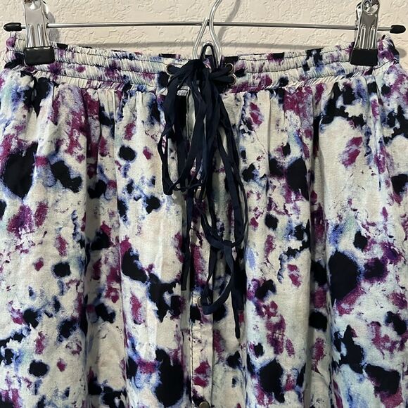GREYLIN Purple Black and White Watercolor Button Up Maxi Skirt, Size XS - Picture 2 of 10